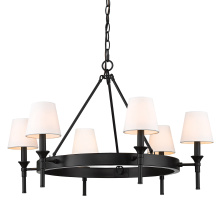 Golden 1020-6 BLK-MWS - Wry Lighting Edinburgh 6-light Chandelier in Matte Black and Modern White shade